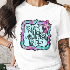 As for Me and My House, Digital Download Sublimation DTF PNG, Christian Printable, Religious Design, Scripture Art, Floral Cross Decor