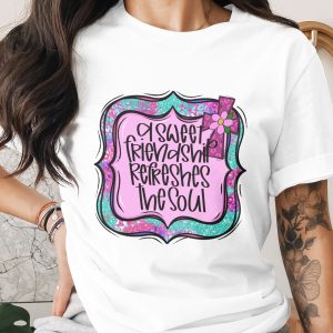Sweet Friendship Digital Download, Christian Sublimation PNG DTF, Inspirational Quote, Cross with Flower, Church Craft Design