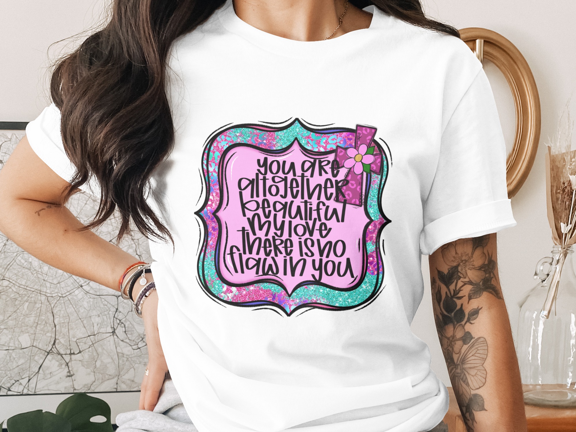 Altogether Beautiful PNG, Christian Sublimation Design, Digital Download, Floral Cross, DTF, Faith Based, Scripture Verse Design