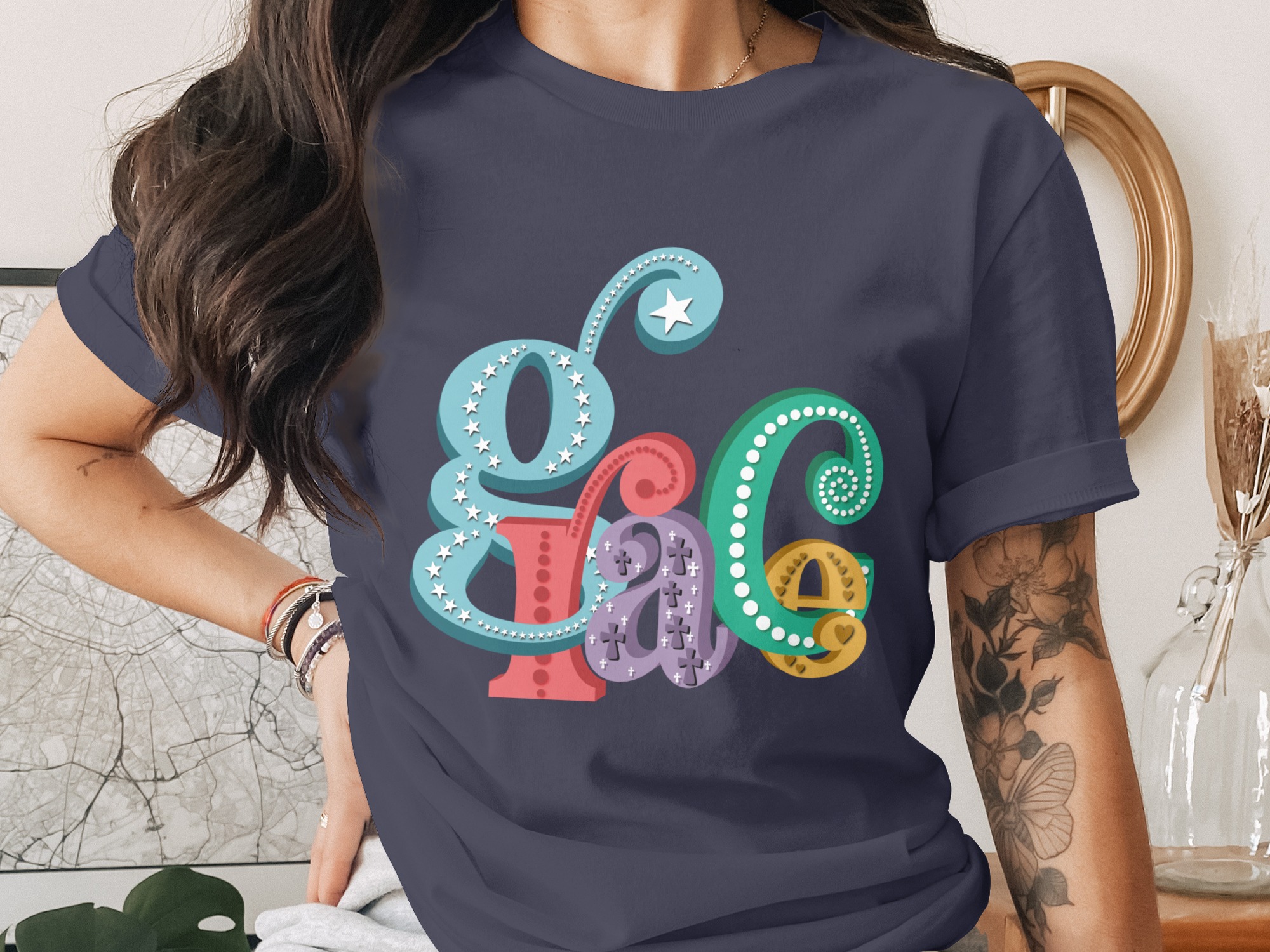 Colorful Letters Digital Download, Sublimation PNG DTF, Star Cross Heart Design, Unique Alphabet Clipart, Cricut Silhouette Print - Image 2