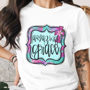 Amazing Grace Floral Cross, Digital Download Sublimation DTF PNG, Christian Design, Easter, Religious, Faith Based Gift, Church
