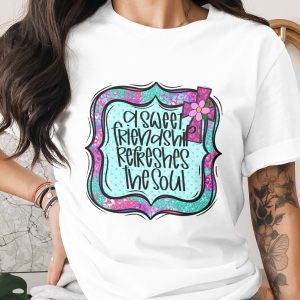 Sweet Friendship Digital Download, Sublimation Design PNG DTF, Floral Cross Graphic, Inspirational Quote, Christian Gift Idea