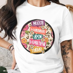 Messy Beginnings, Beautiful Things Digital Download, Sublimation Design, DTF Design, PNG File, Flowers, Leopard Print, T Shirt Design