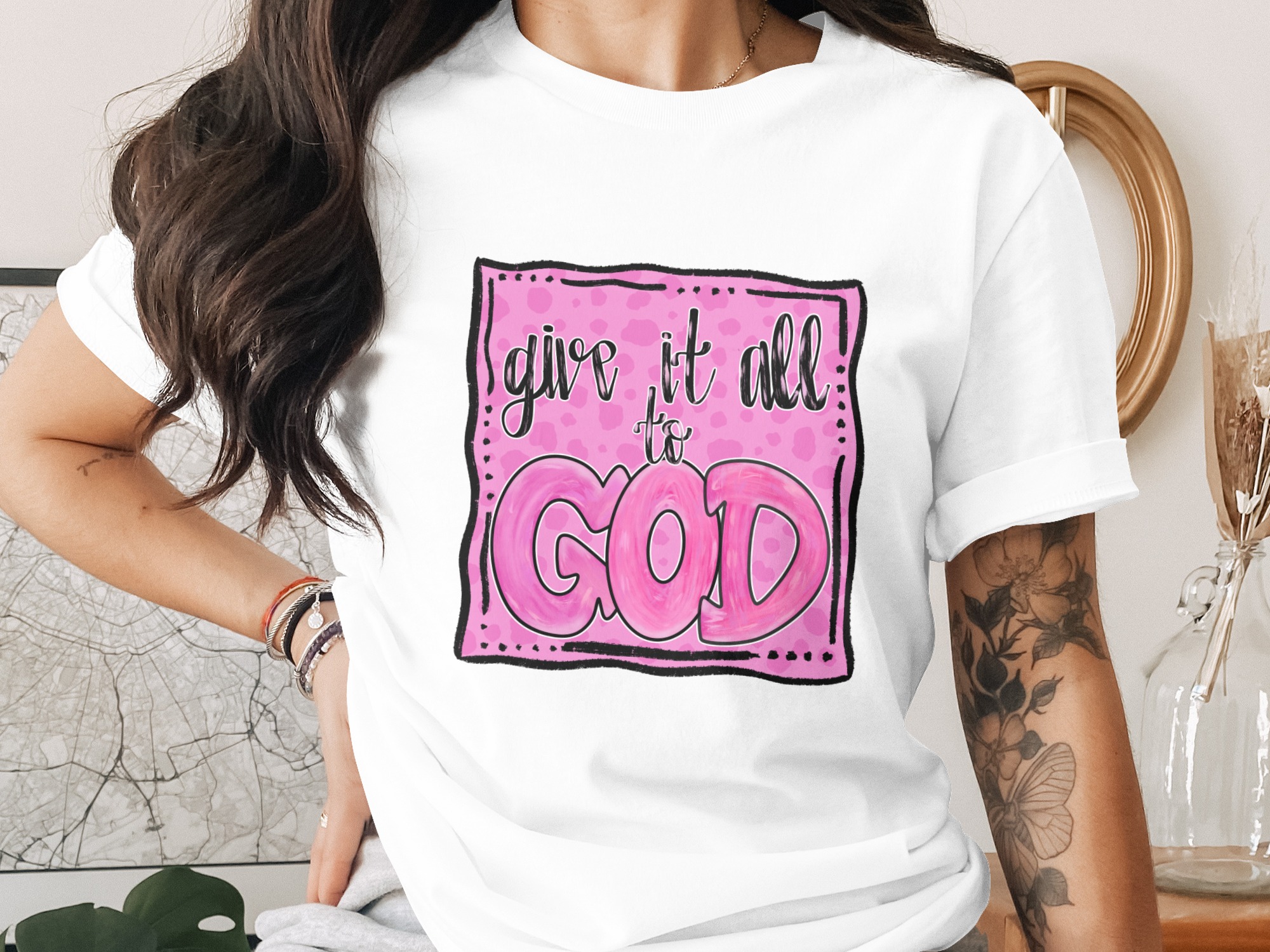 Give it to God Digital Download, Sublimation Design, Christian PNG, DTF Transfer, Faith Graphic, Religious Clipart, Scripture Art