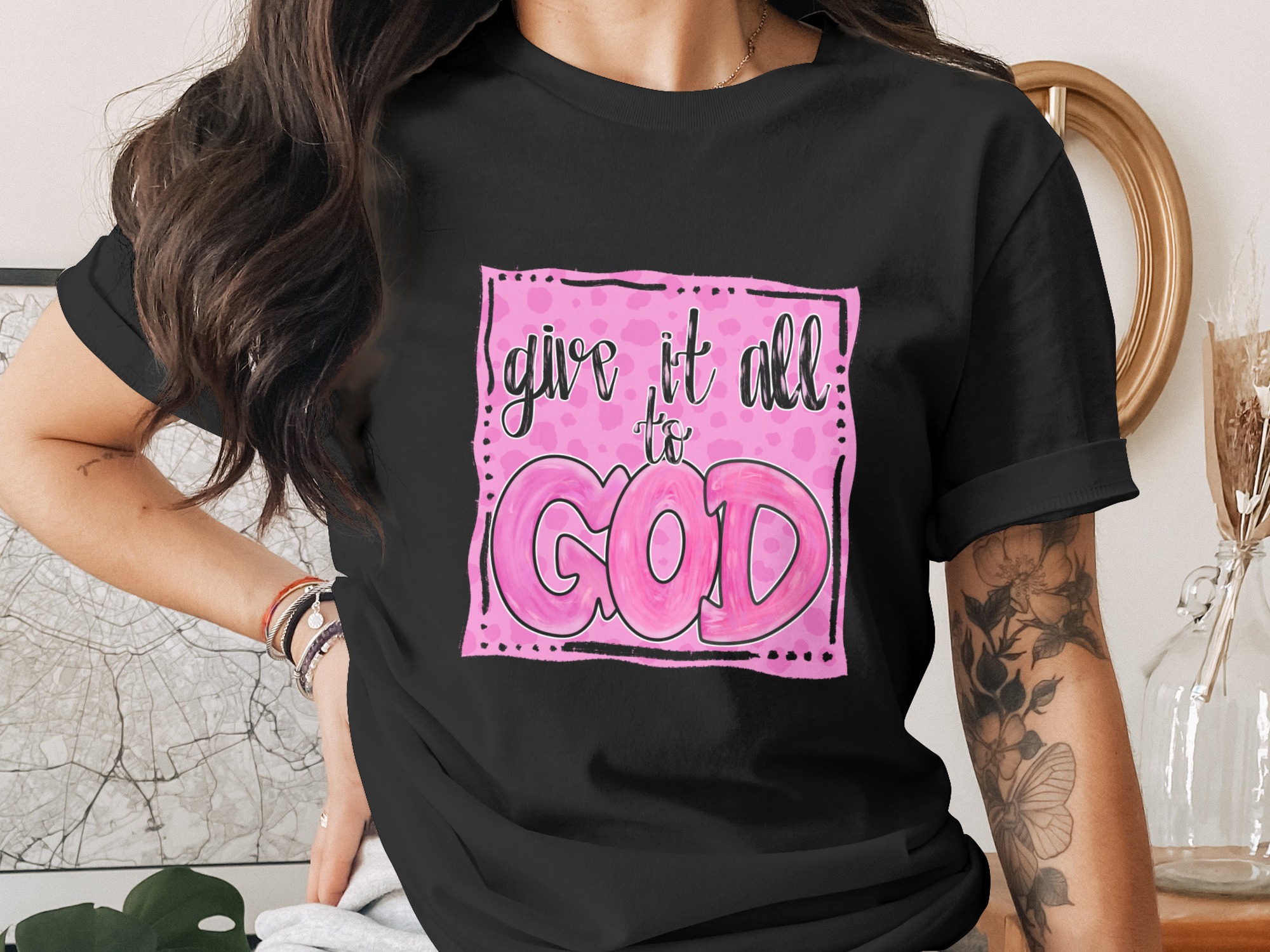Give it to God Digital Download, Sublimation Design, Christian PNG, DTF Transfer, Faith Graphic, Religious Clipart, Scripture Art - Image 2