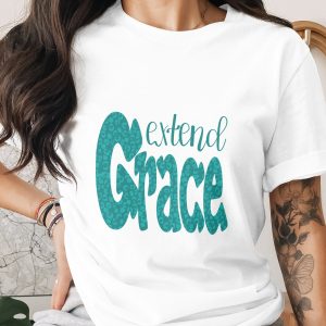 Extend Grace Leopard Print Digital Download, Sublimation Design, DTF PNG, Teal Animal Print, Christian Saying, Motivational Quote Art