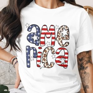 America Stars Digital Download Sublimation DTF PNG, Patriotic, Leopard Print, USA Flag, Fourth of July, Instant Download, Printable Design