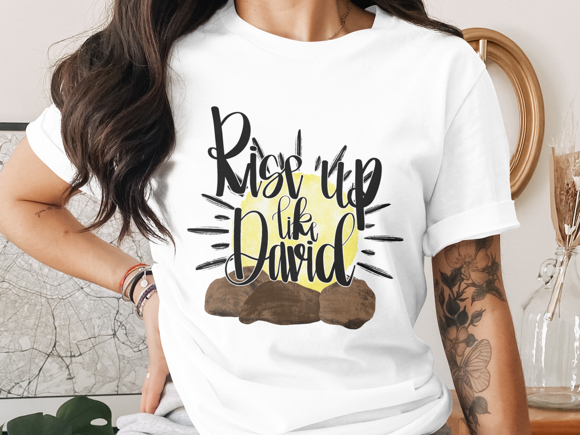 Rise Up Like David Digital Download, Christian Sublimation PNG, Inspirational DTF Design, Faith Based Graphic, Religious Art Printable