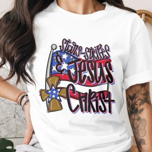 Stars Stripes Jesus Christ Digital Download, Patriotic PNG Sublimation, Christian DTF Print, USA Flag Graphic, Religious Design