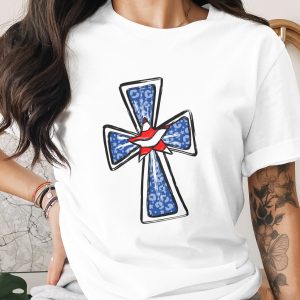 Patriotic Cross Digital Download, Sublimation Design, DTF PNG, Stars and Stripes Cross, Religious Art, Christian Graphic, USA Flag Cross