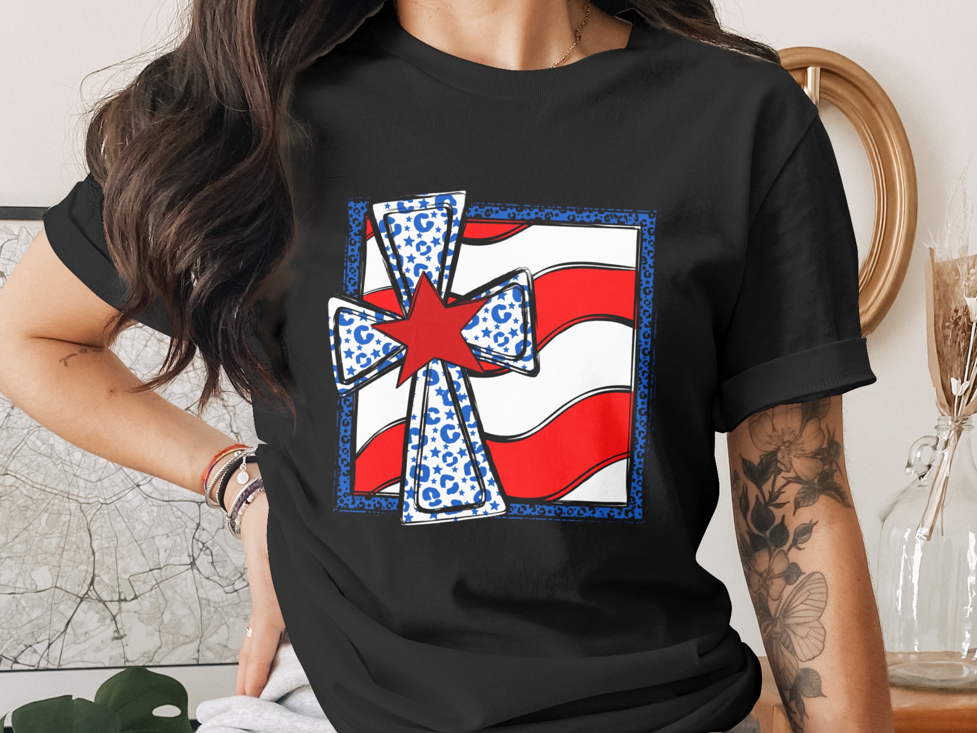 Patriotic Windmill Digital Download Sublimation DTF PNG, American Flag, Red White Blue, USA Design, Summer, Fourth of July, Cheetah, Star - Image 2