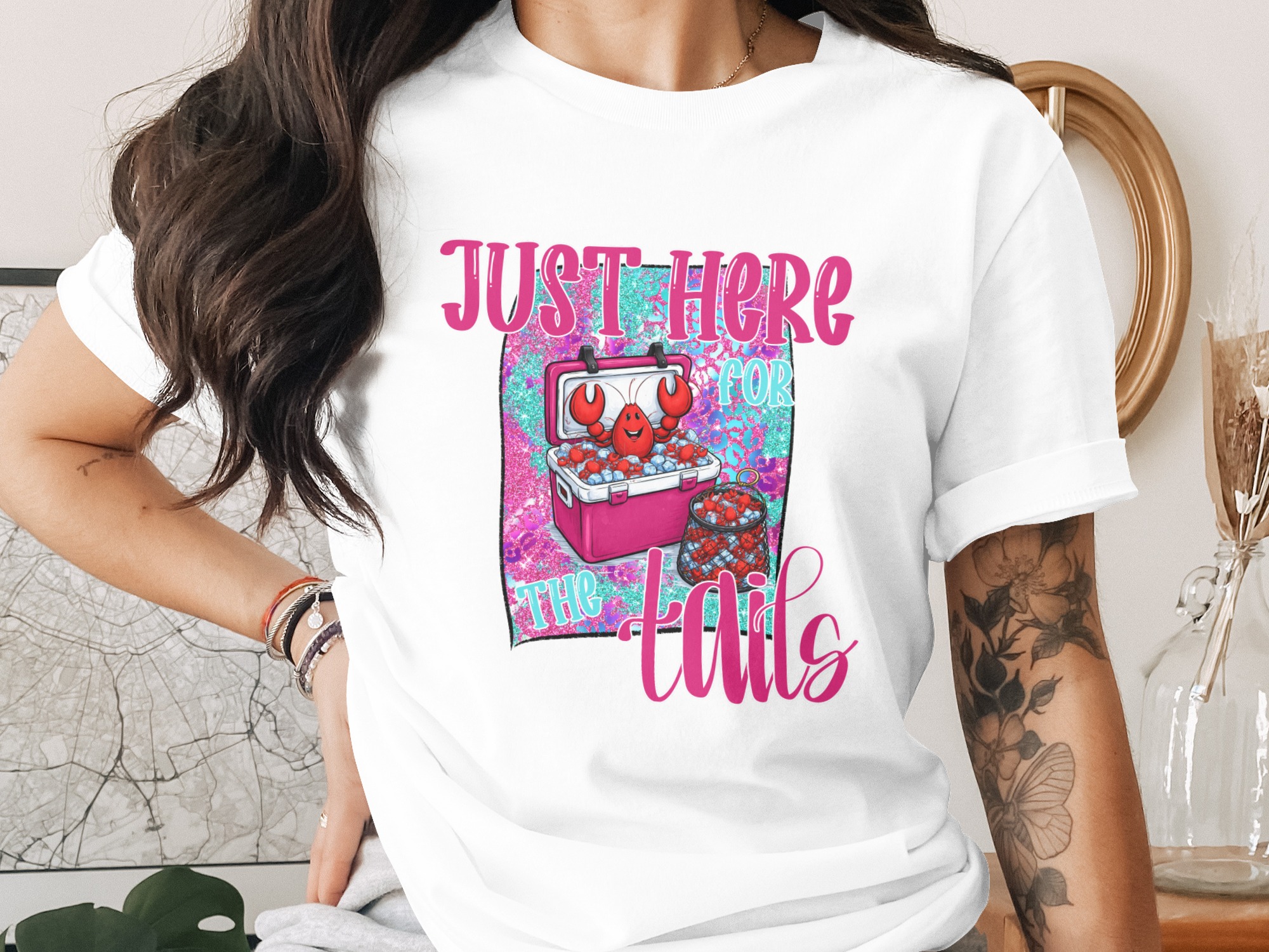 Just Here For The Tails Digital Download Sublimation DTF PNG, Funny Crawfish Design, Summer BBQ Design, Party Design, Tailgate Design