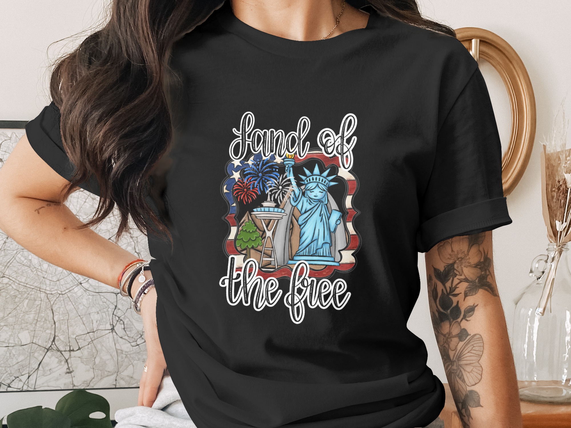 Land of the Free Digital Download, Patriotic Sublimation PNG, Statue of Liberty Art, USA Independence Day, DTF Design for Shirts - Image 2
