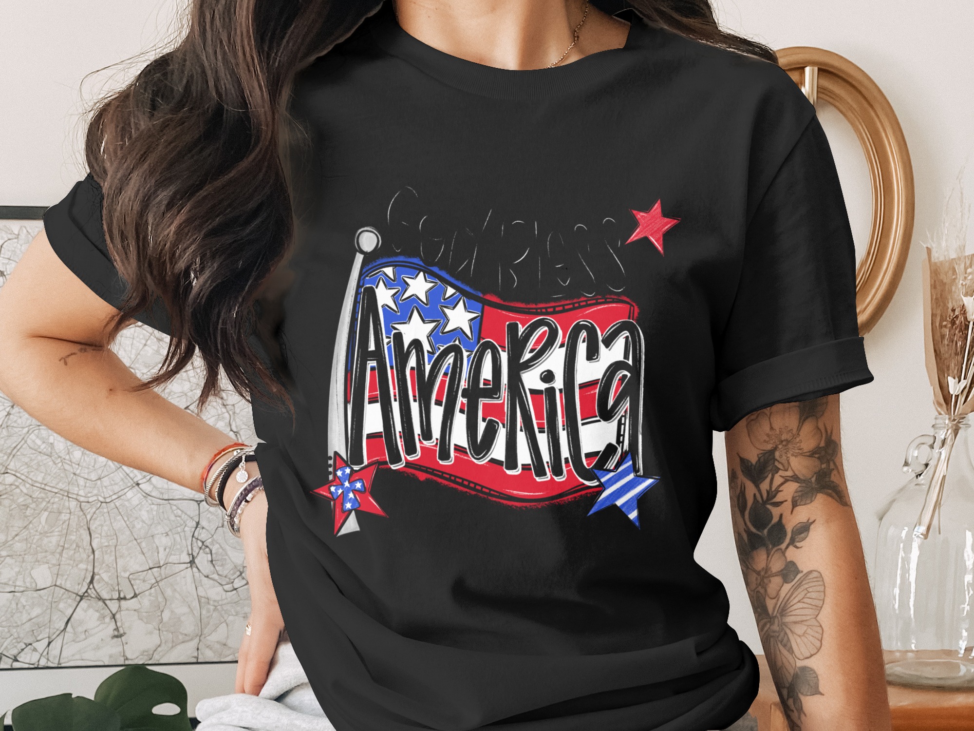 God Bless America Digital Download, 4th of July png, usa Flag Sublimation Design, Patriotic dtf Print, America Stars, us Pride - Image 2
