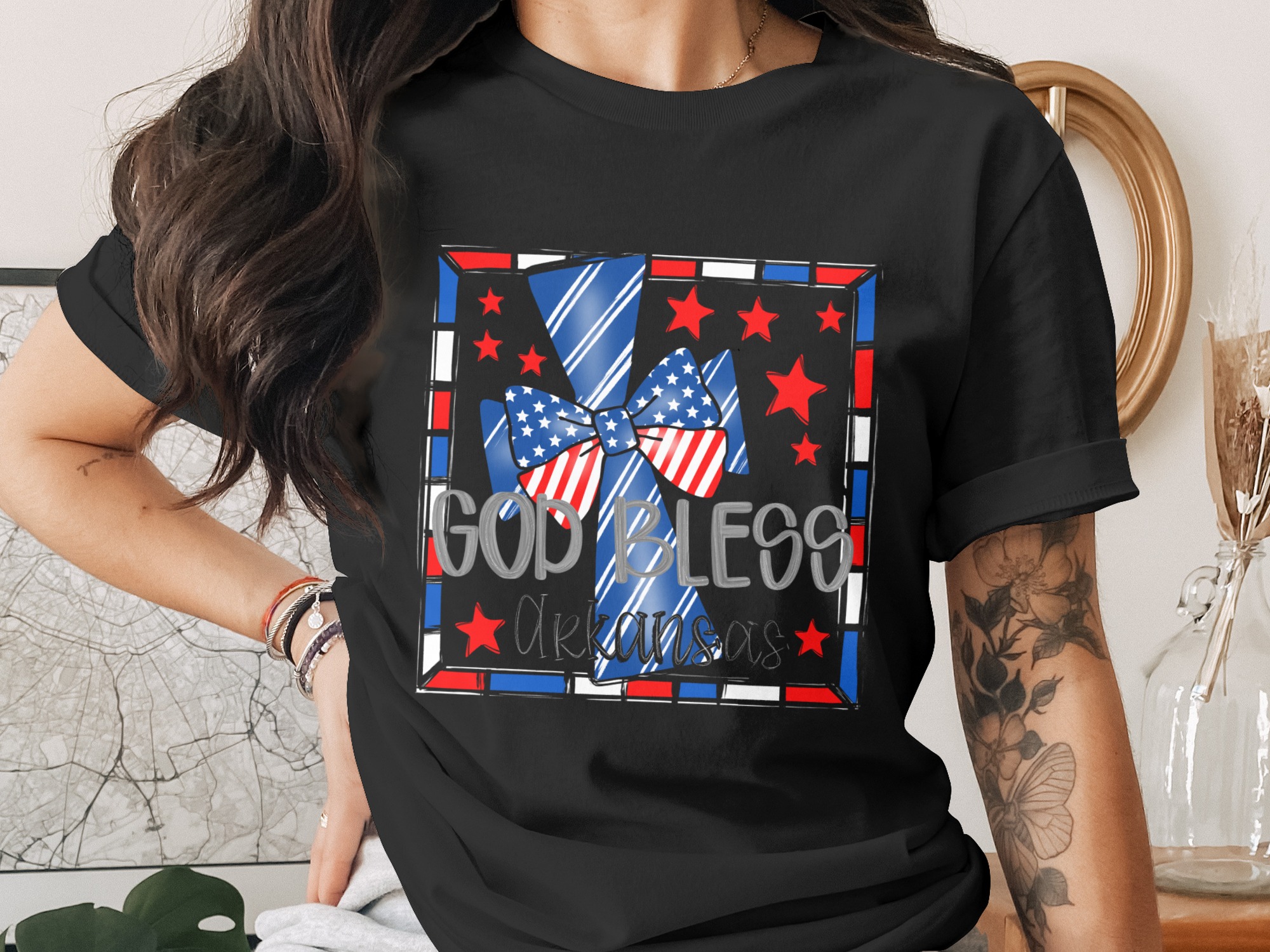 God Bless Arkansas Digital Download, Patriotic Sublimation Design, Arkansas Pride PNG, DTF Transfer, Arkansas Gift Idea, USA Design - Image 2