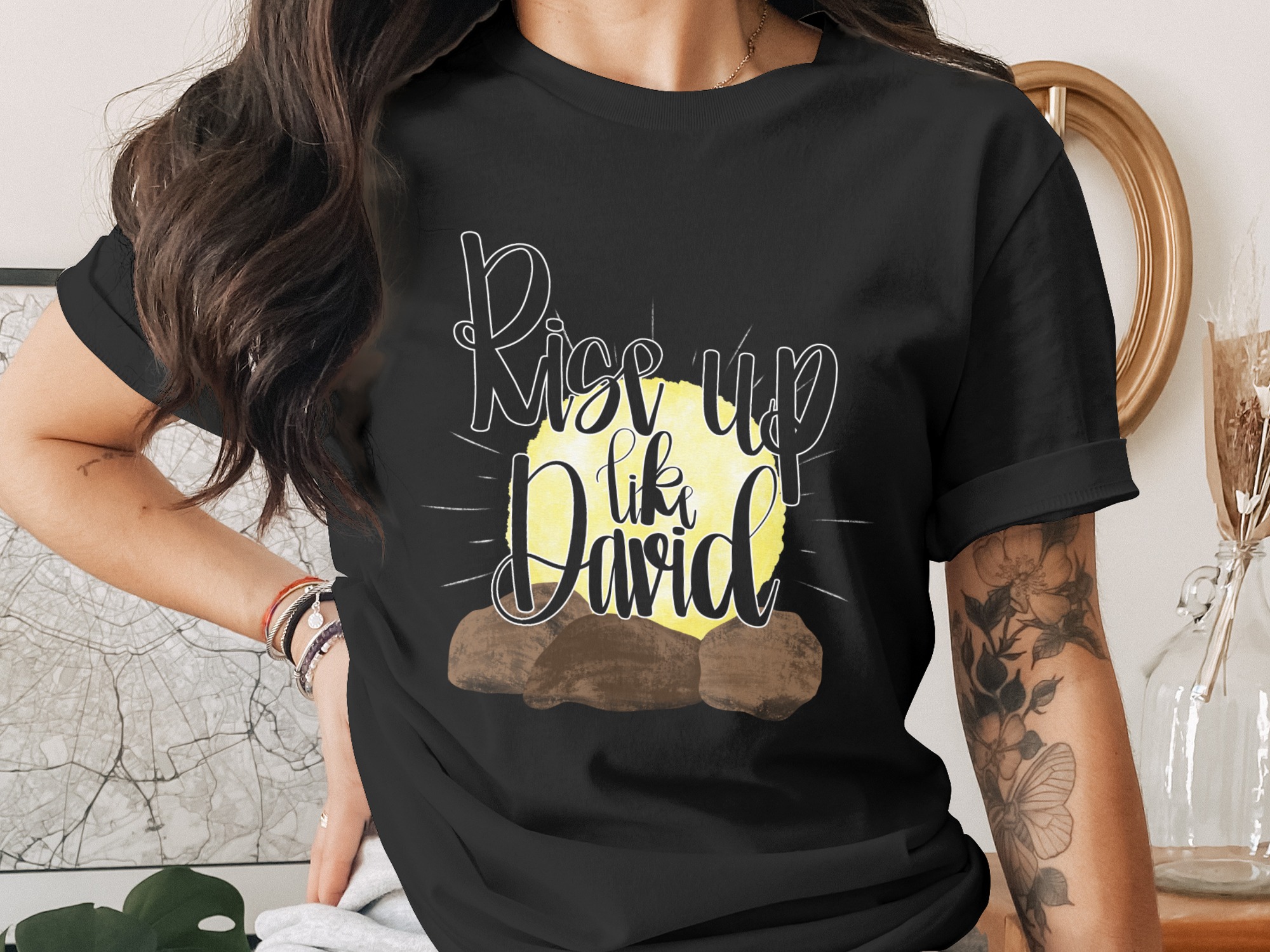 Rise Up Like David Digital Download, Christian Sublimation PNG, Inspirational DTF Design, Faith Based Graphic, Religious Art Printable - Image 2