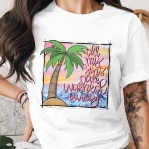 Washed Away Sins Digital Download, Palm Tree Sublimation, Beach DTF PNG, Christian Design, Faith Saying, Ocean Waves