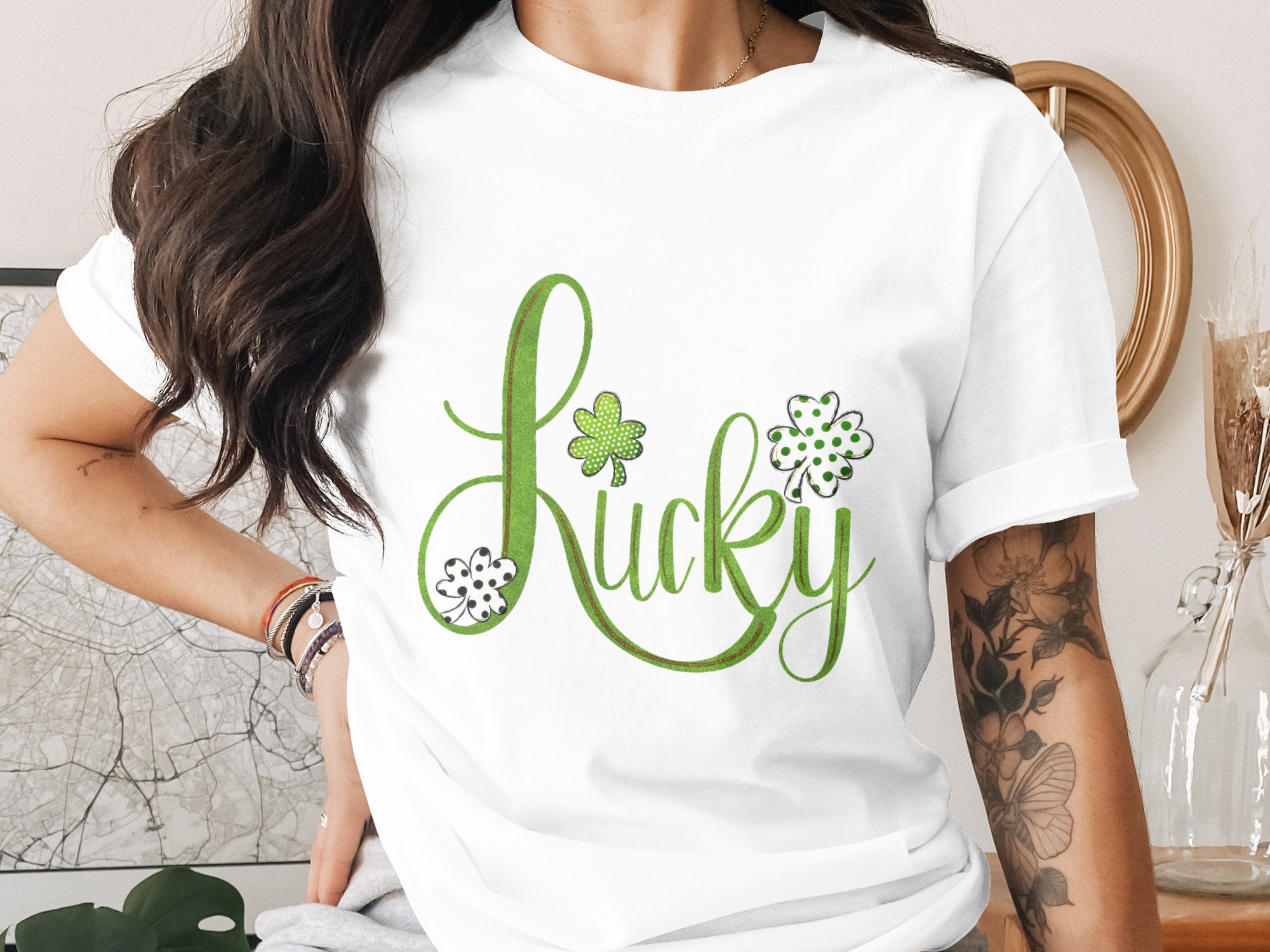 Lucky Shamrock Digital Download, St Patricks Day PNG, Sublimation Design, DTF Print, Four Leaf Clover, Irish, Good Luck Design