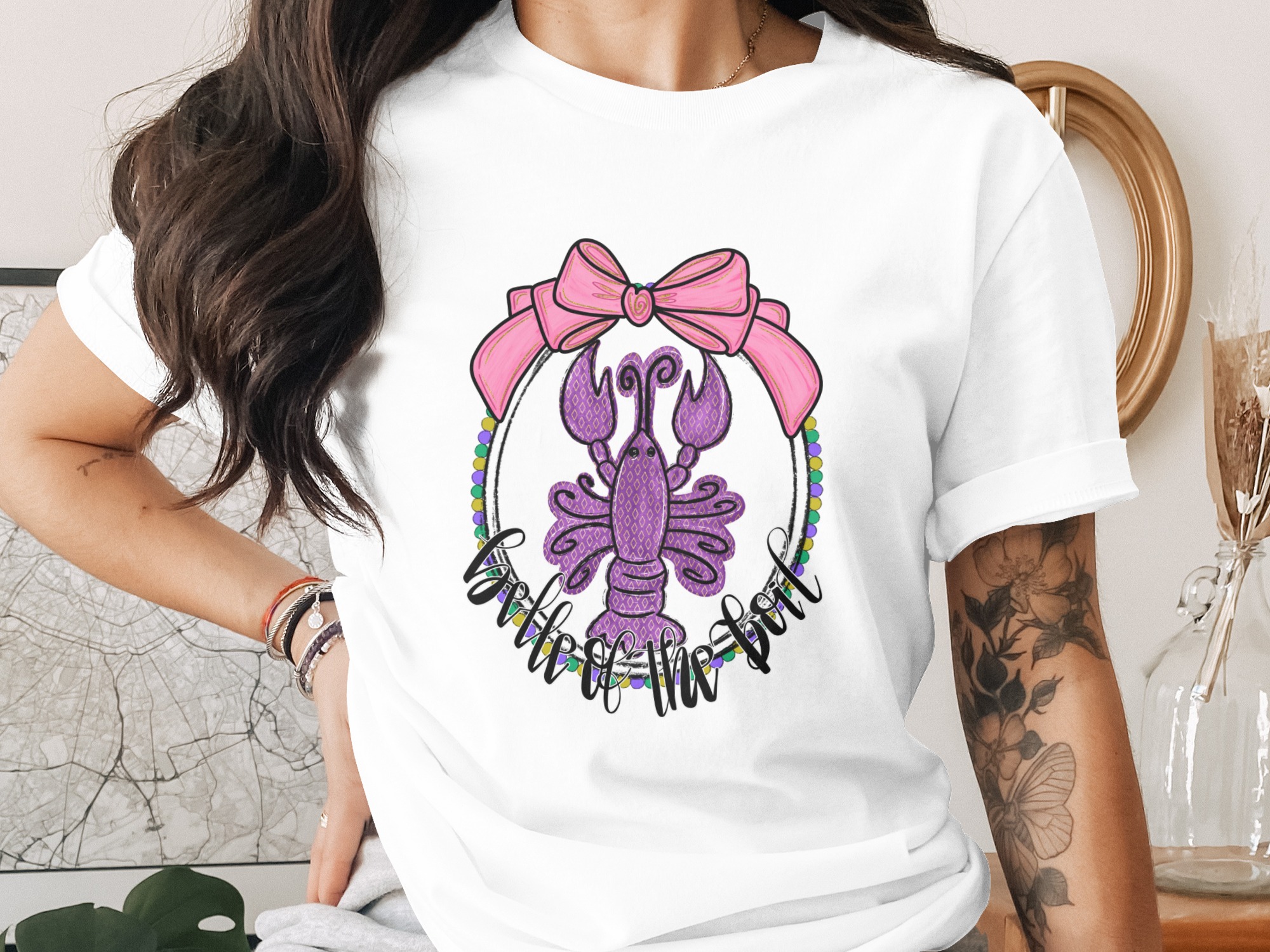Crawfish Digital Download, Sublimation PNG, DTF Design, Mardi Gras Lobster, Party Design, Cute Bow, Celebration, Mardi Gras PNG