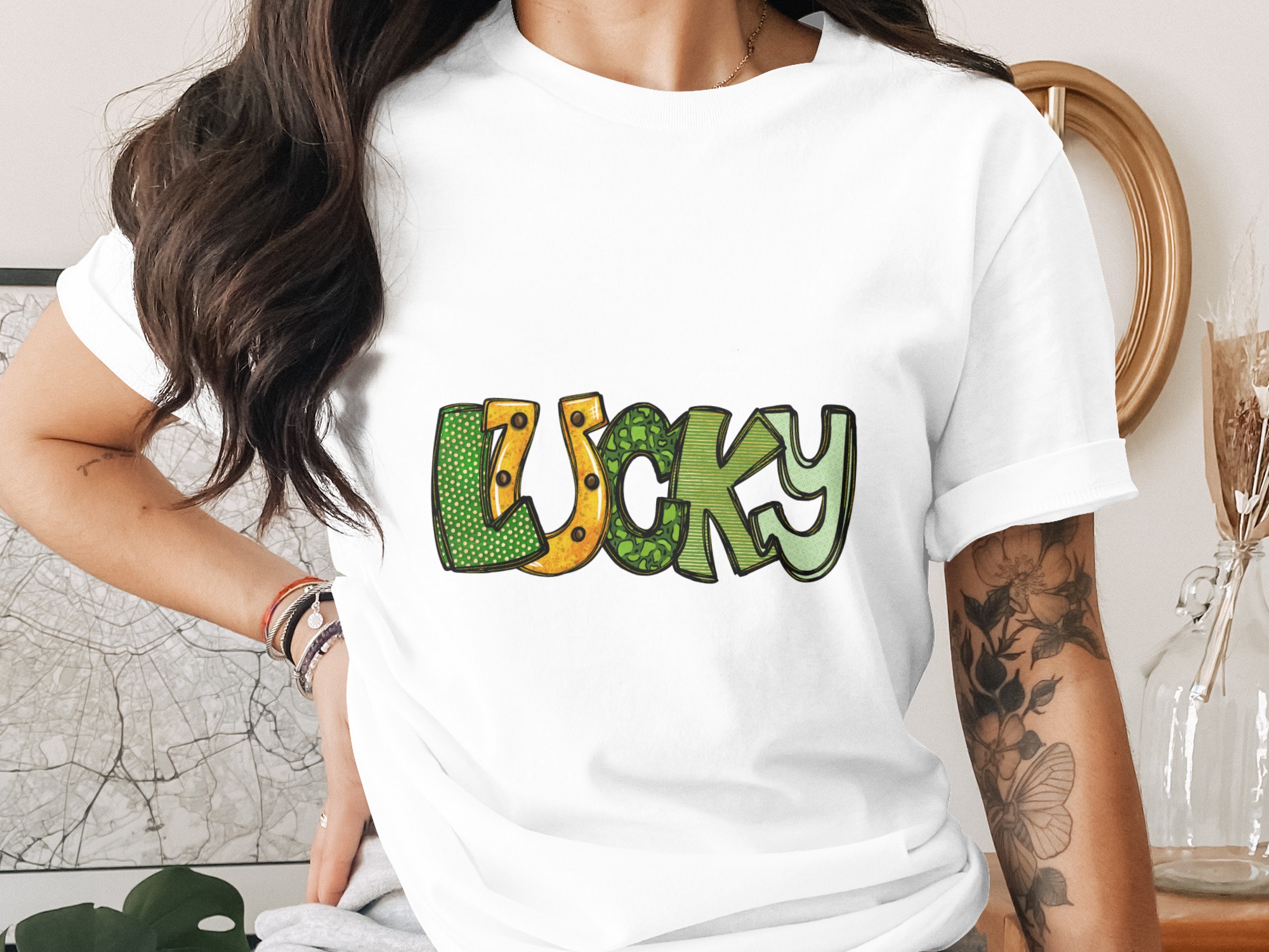 Lucky St Patricks Day Digital Download, Sublimation Design, DTF Print, PNG File, Irish, Shamrock, Good Luck, Four Leaf Clover, Lucky Charm