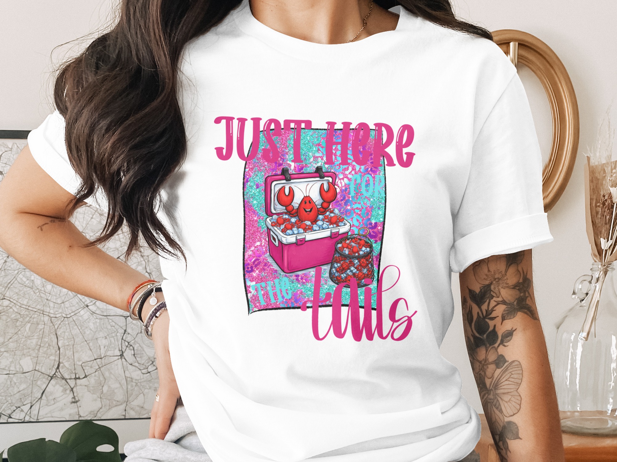 Just Here For The Tails Digital Download, Sublimation PNG, DTF, Crawfish Design, Seafood, Summer, Funny Design, Louisiana, Party Ready