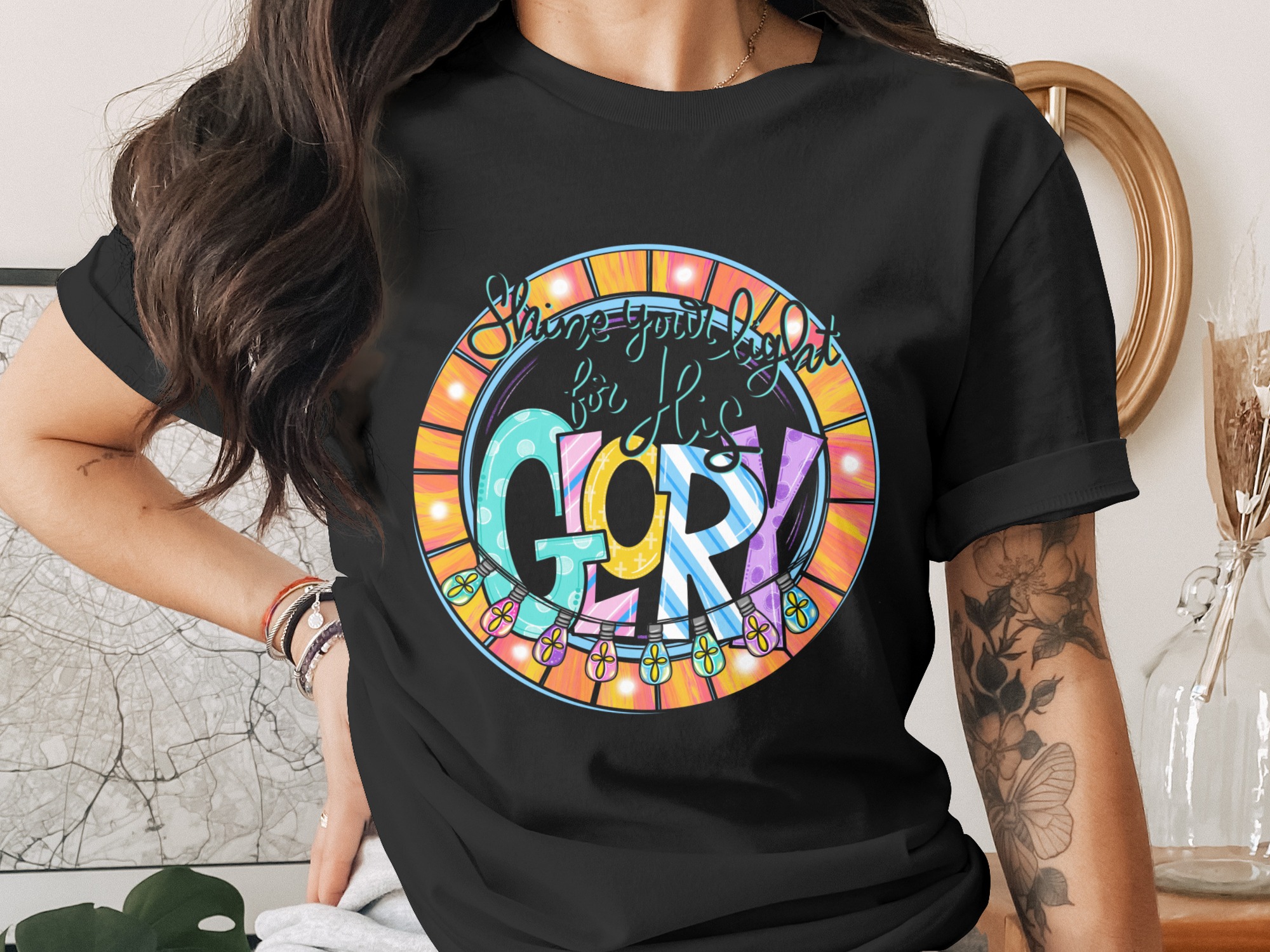 Shine Your Light Digital Download Sublimation DTF PNG, Christian Design, Glory Design, Colorful PNG, Faith Based Graphics, Church Design - Image 2
