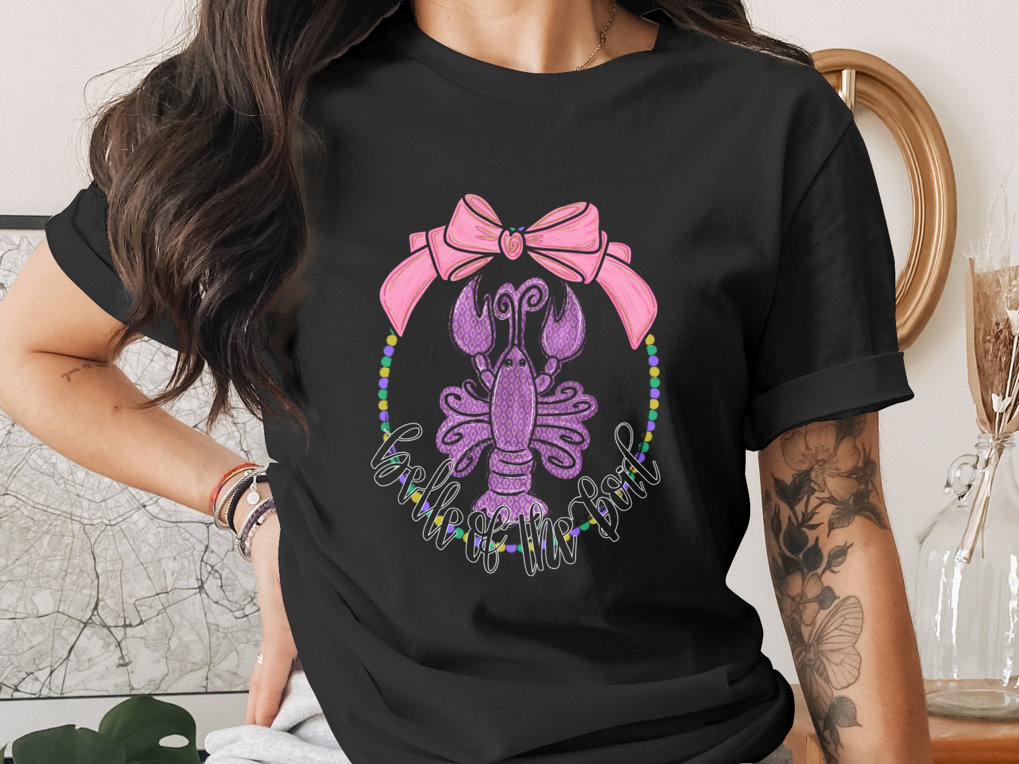 Crawfish Digital Download, Sublimation PNG, DTF Design, Mardi Gras Lobster, Party Design, Cute Bow, Celebration, Mardi Gras PNG - Image 2