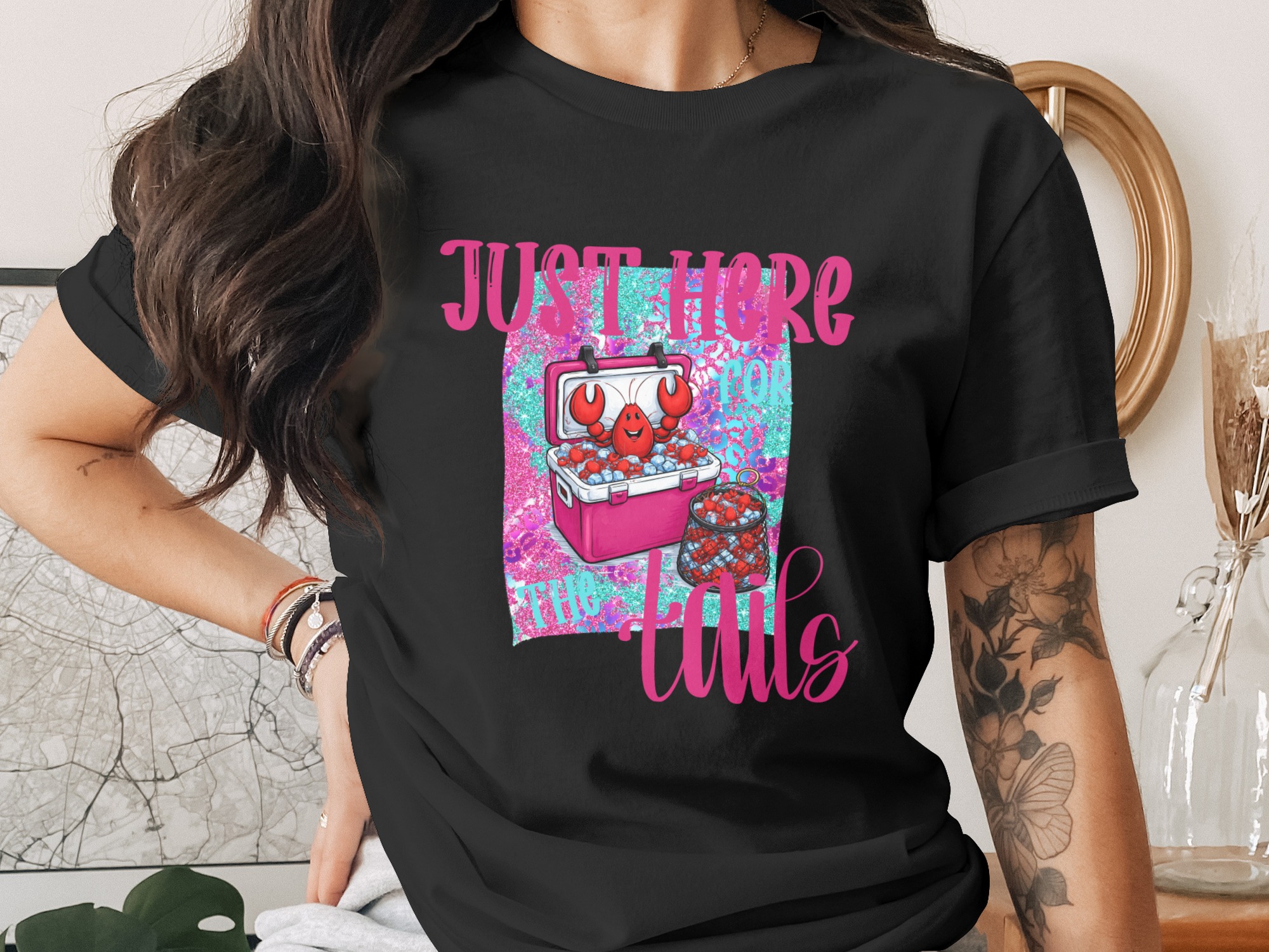 Just Here For The Tails Digital Download, Sublimation PNG, DTF, Crawfish Design, Seafood, Summer, Funny Design, Louisiana, Party Ready - Image 2
