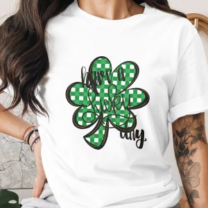 Lucky Day Clover Digital Download, Sublimation PNG DTF, St Patricks Day, Irish, Green Plaid Pattern, Four Leaf Clover, Lucky Charm