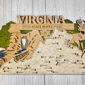 Virginia Custom State Park Travel Map Sign, Natural Wood Sign, Virginia State Parks Travel Map, Personalized Virginia Tracker Map (Copy)
