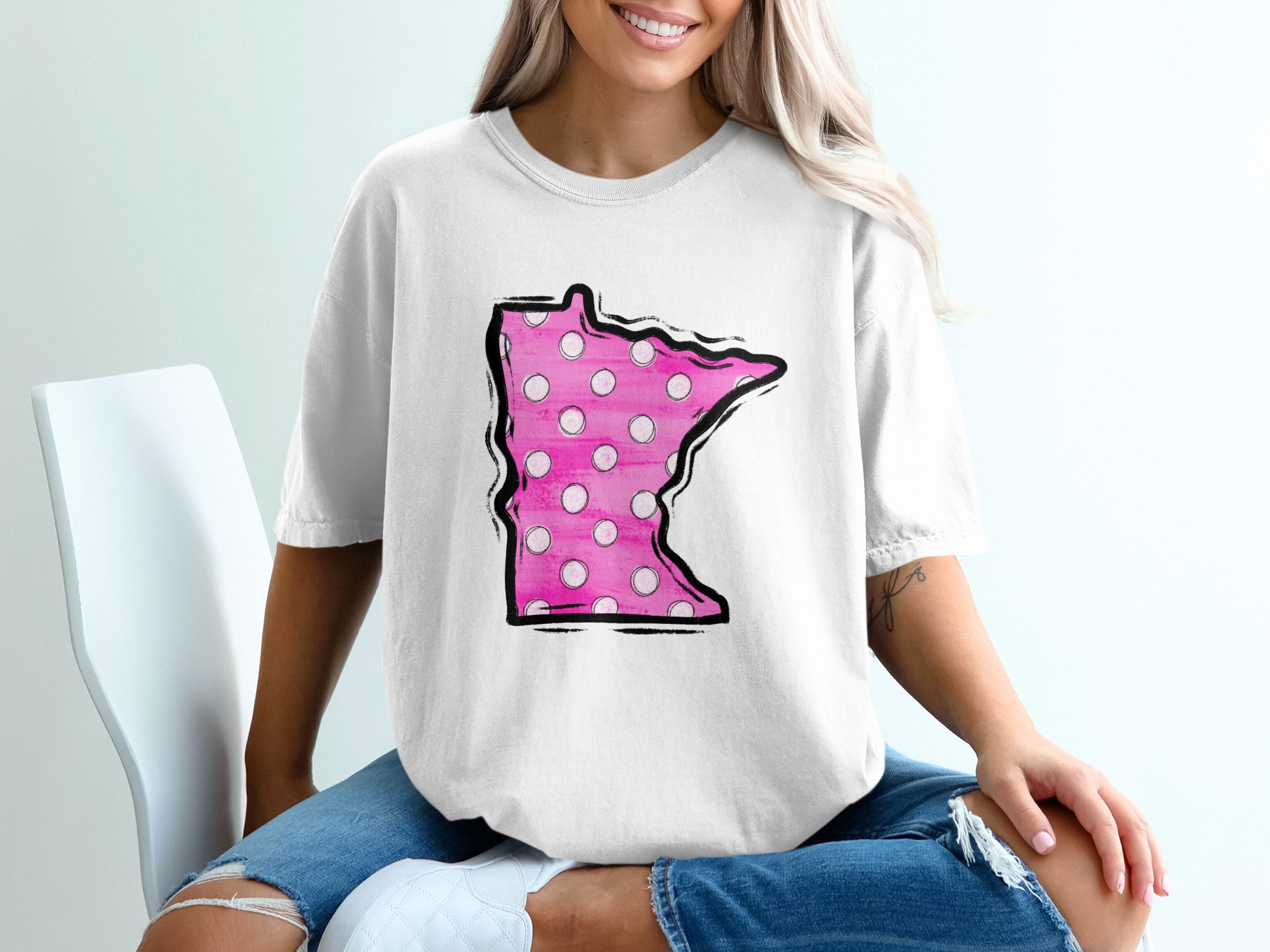 Minnesota State Pride Digital Download Sublimation DTF PNG, Pink Polka Dot MN Design, Cricut Ready File, Minnesota Gift, Crafting File