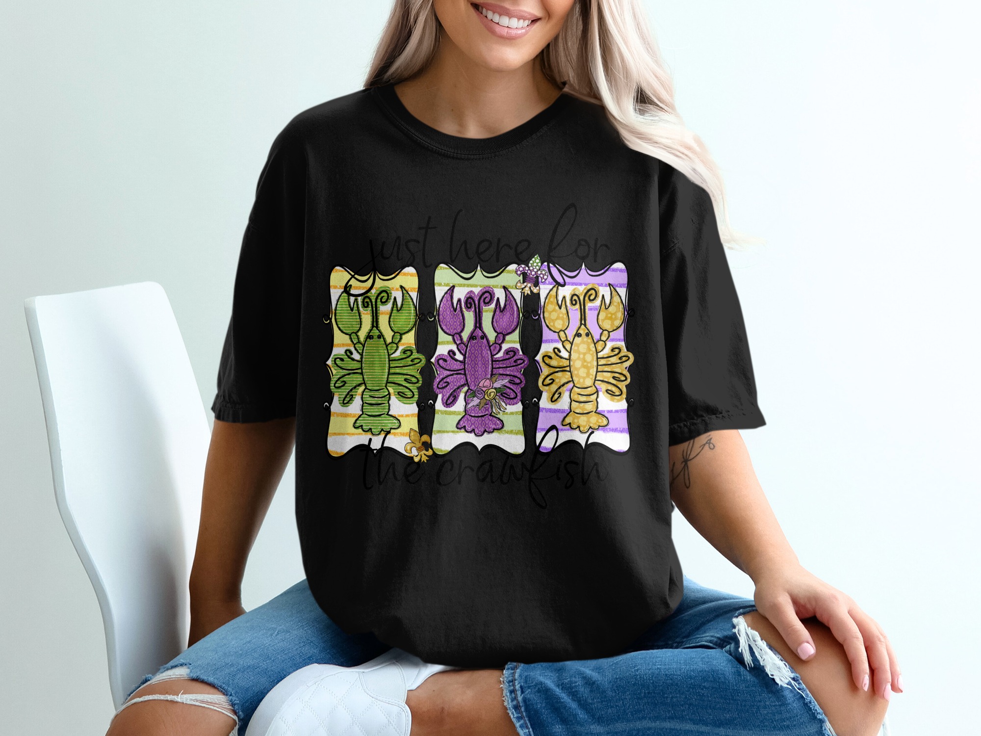 Just Here for Crawfish T Shirt, Louisiana TShirt, Cajun, Mardi Gras Shirt, Crawfish Boil Tee, Funny Crawfish Tee, Cute Crawfish Shirt - Image 2