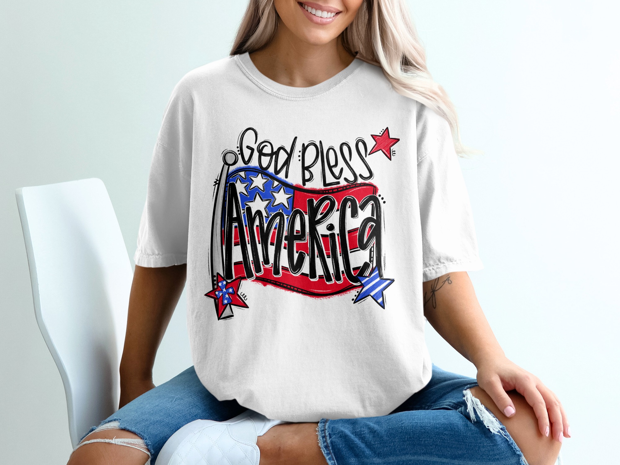 God Bless America T-Shirt, Patriotic Shirt, USA Flag, American Pride, Independence Day Tee, Fourth of July, Patriotic Gift, T-Shirt