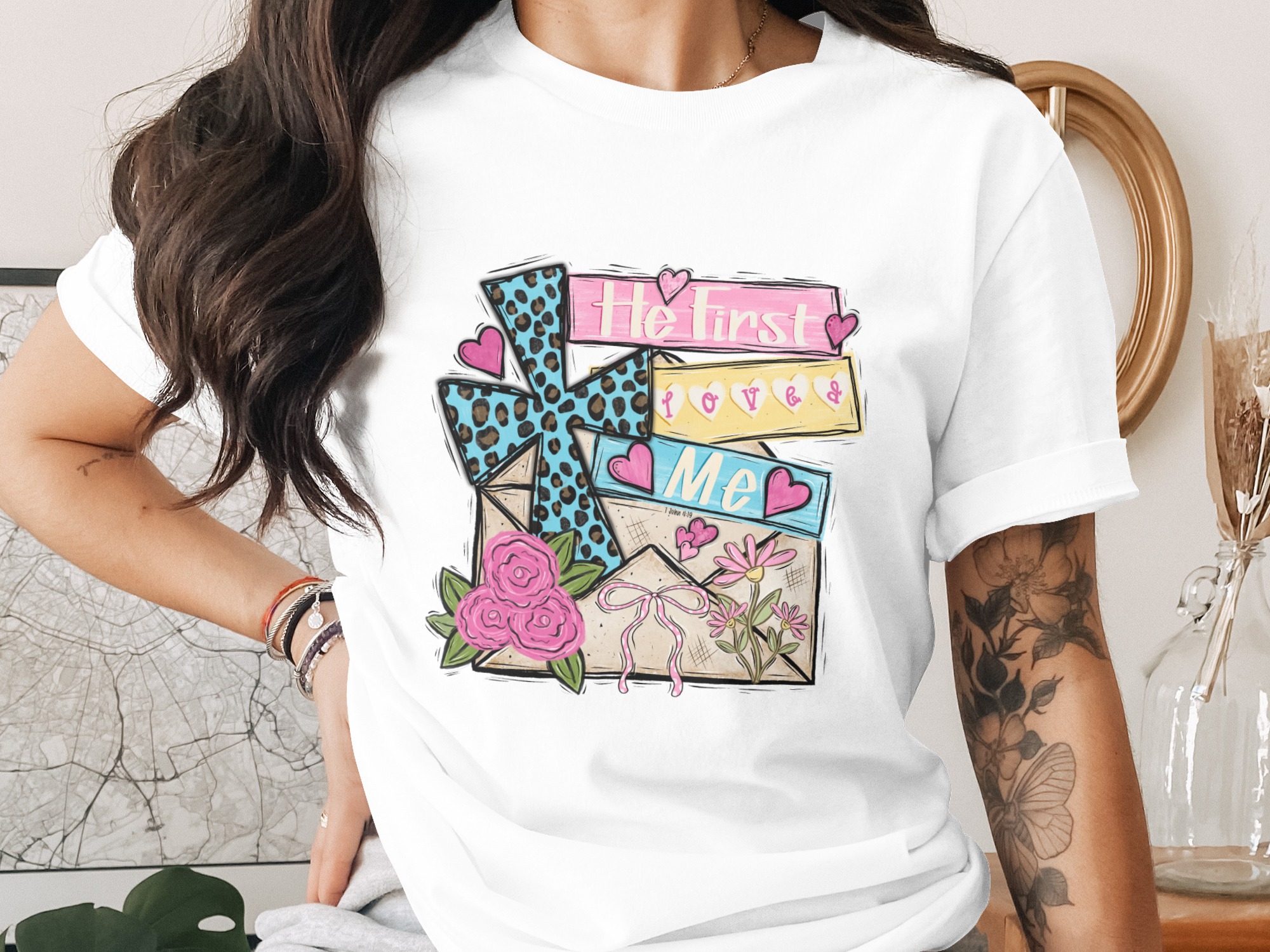 He First Loves Me Digital Download, Sublimation Design, DTF PNG, Valentine's Day, Floral Design, Christian Theme, Instant Download - Image 2