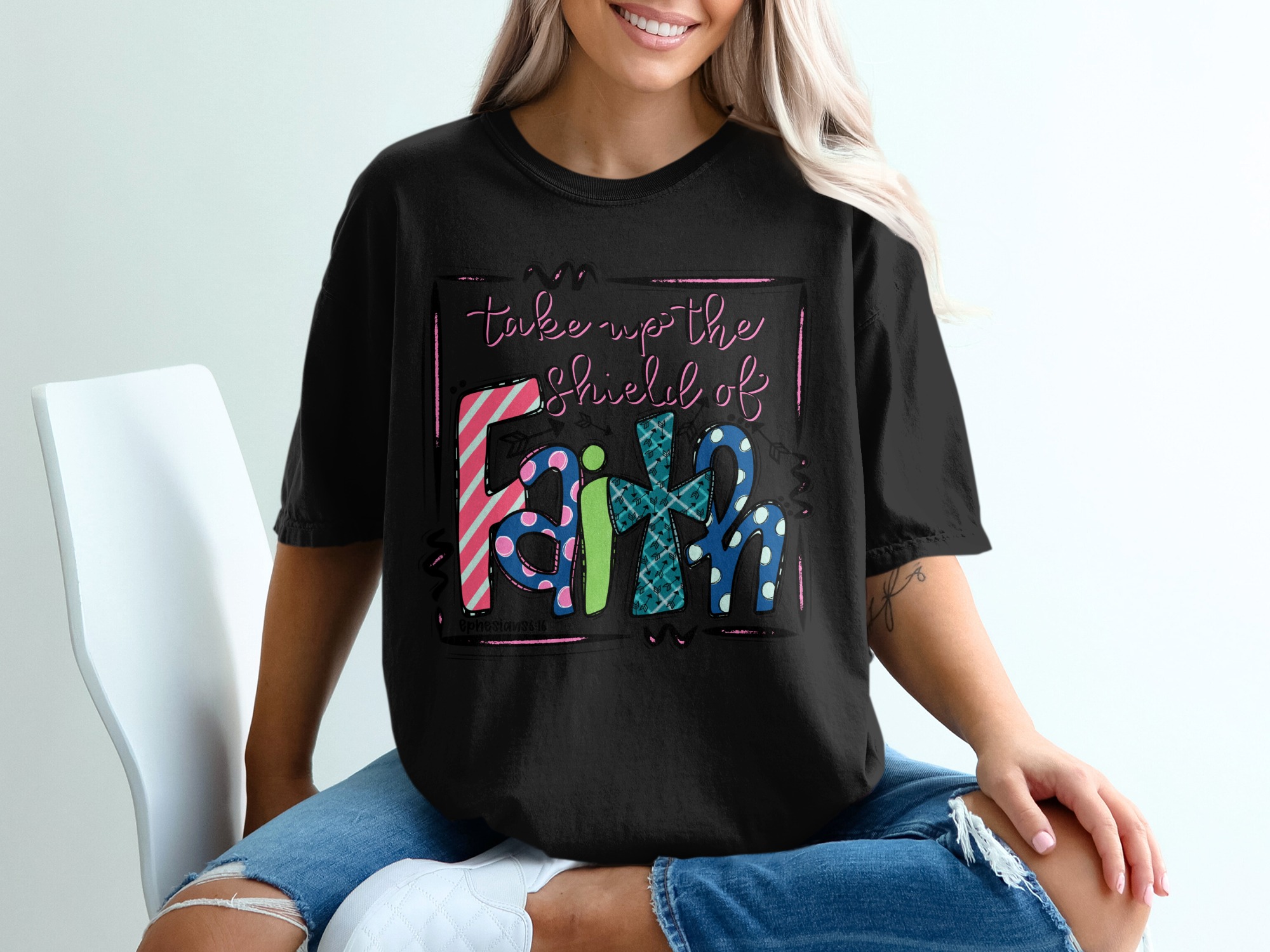 Shield of Faith T-Shirt, Ephesians 6 16 TShirt, Scripture Shirt, Christian T Shirt, Religious Gift, Inspirational Tee, Faith Tee - Image 2