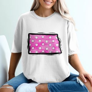Pink Polka Dot State T-Shirt, Fun Graphic Tee, Trendy State Pride Shirt, Cute Polka Dot Pattern Top, Unique Polka Dot T-Shirt
