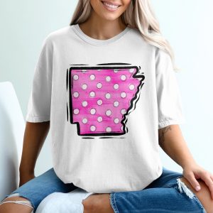 Arkansas T-Shirt, Pink Polka Dot State Tee, Arkansas Gift, Southern Pride Shirt, State Pride Tee, Arkansas Souvenir T Shirt