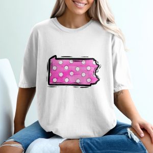 Pennsylvania T-Shirt, Pink Polka Dot PA State Tee, Unique Gift, Trendy Top, State Pride, Graphic T Shirt, Casual Wear, Fashion Tee