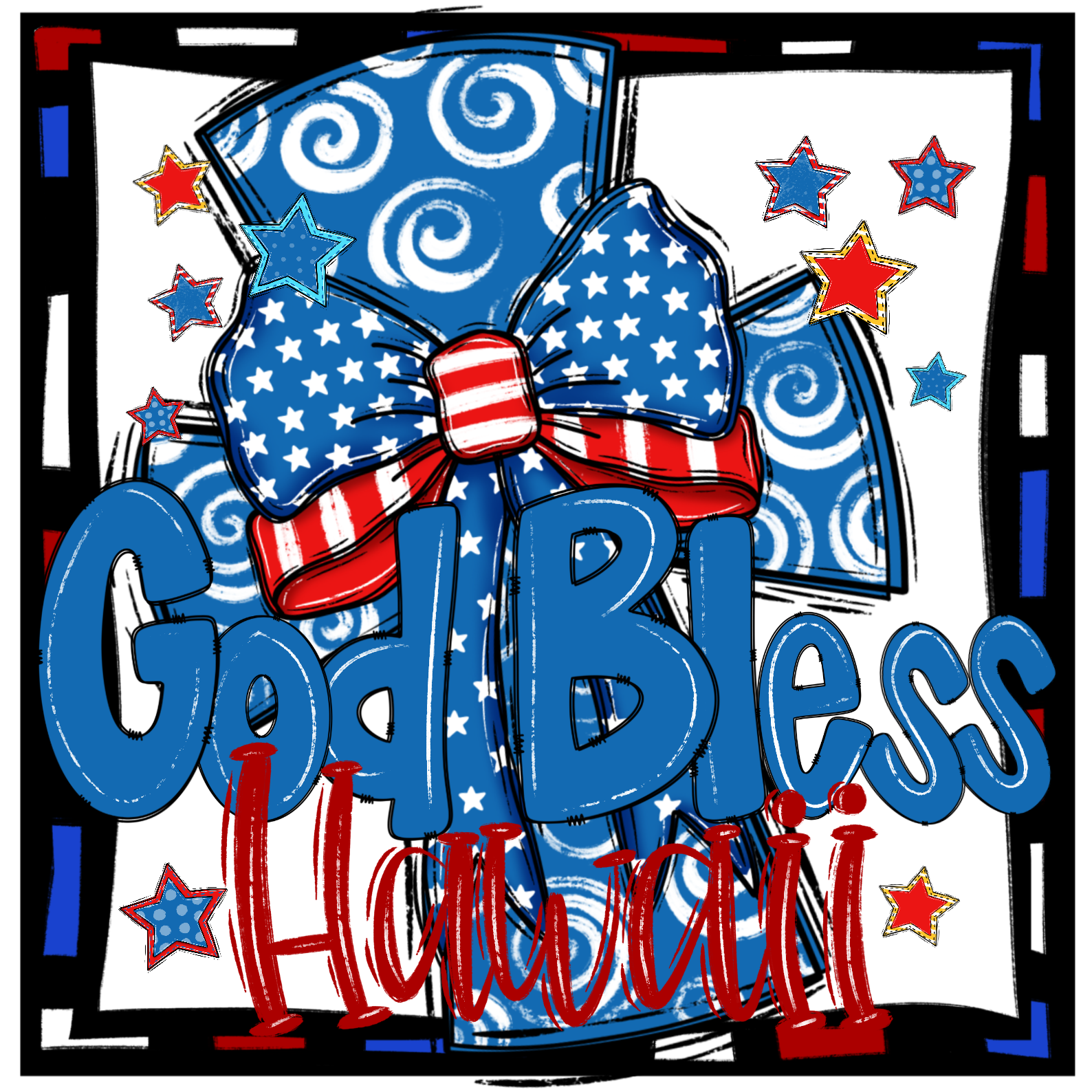 God Bless Hawaii Digital Download, Sublimation Design, DTF, PNG, Patriotic Hawaii, American Flag, Hawaii Pride, USA Design