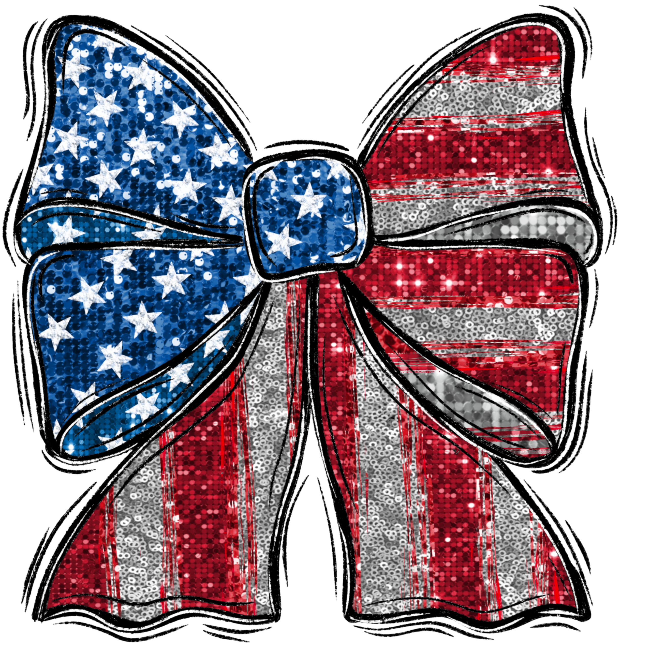 American Flag Bow Digital Download, Sublimation PNG, DTF Transfer, Patriotic Design, USA Bow, 4th of July Graphic, Red White Blue - Image 2