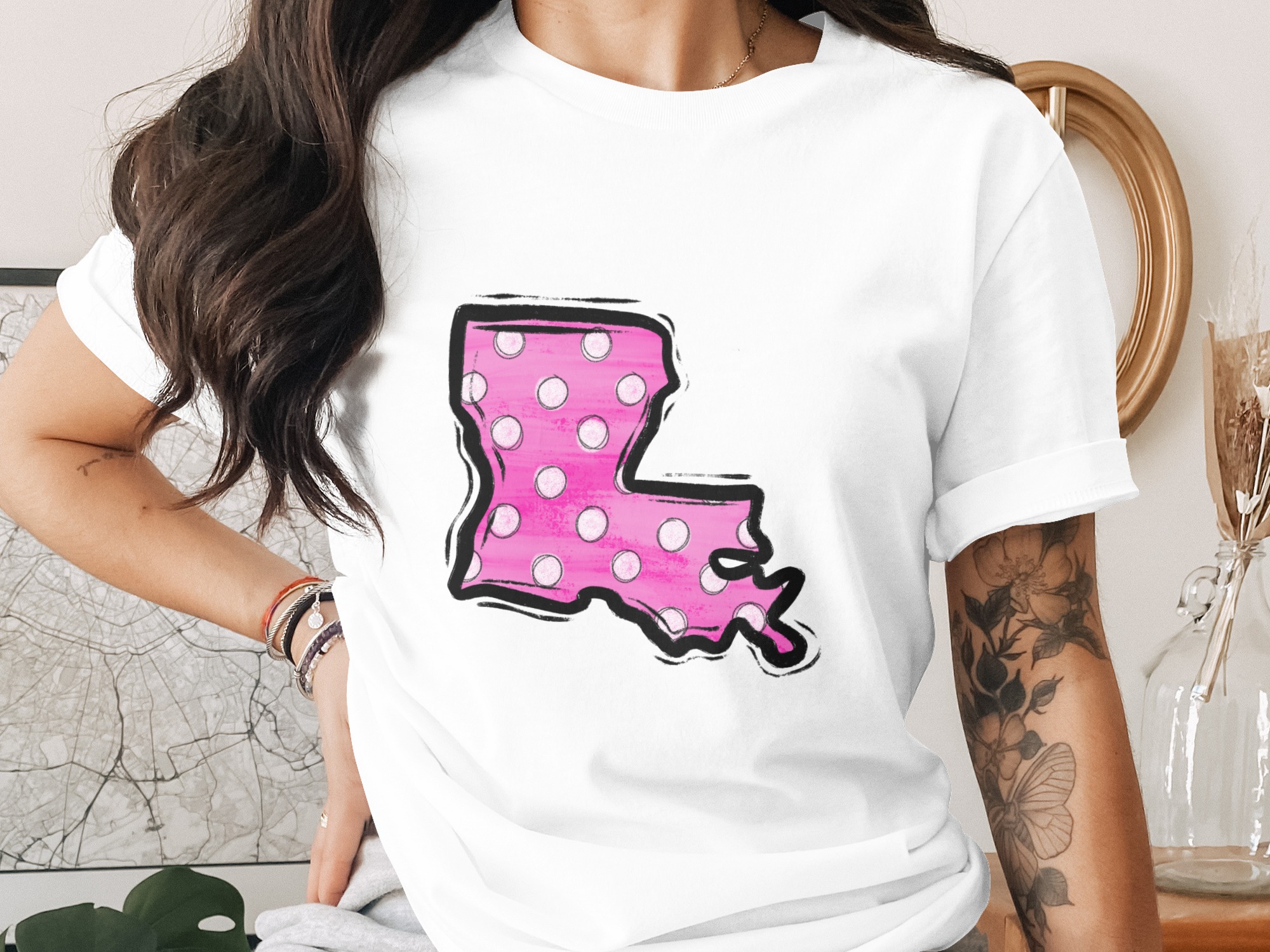 Louisiana Digital Download, Sublimation PNG, DTF Design, Pink Polka Dot State Outline, DIY Craft, Instant Download, Cricut Design