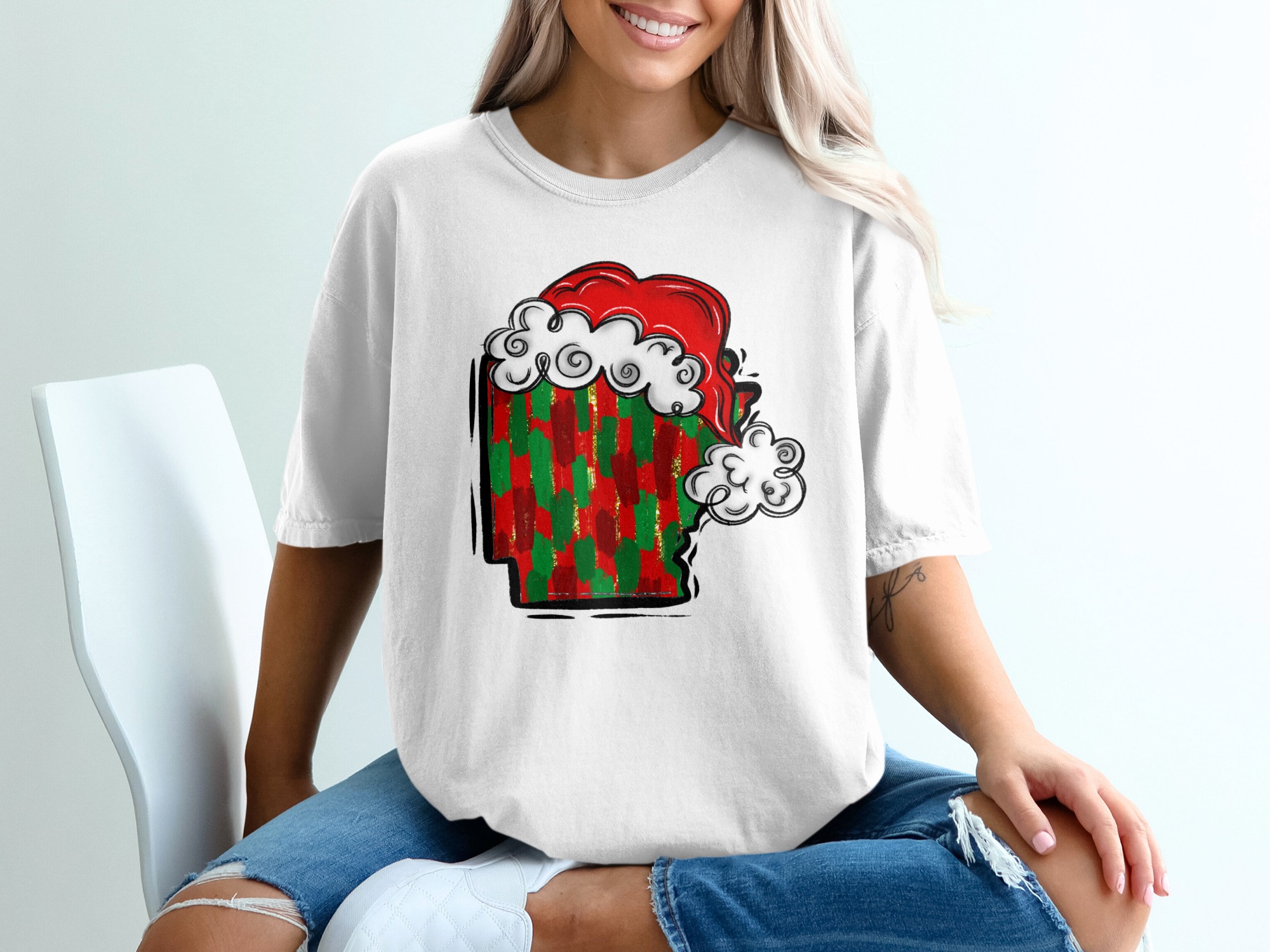 Christmas T Shirt, Santa Hat Beer, Holiday Tee, Funny Santa Hat, Christmas in July, Beer Lover Gift, Santa Hat T-Shirt, Gift for Him, Gift
