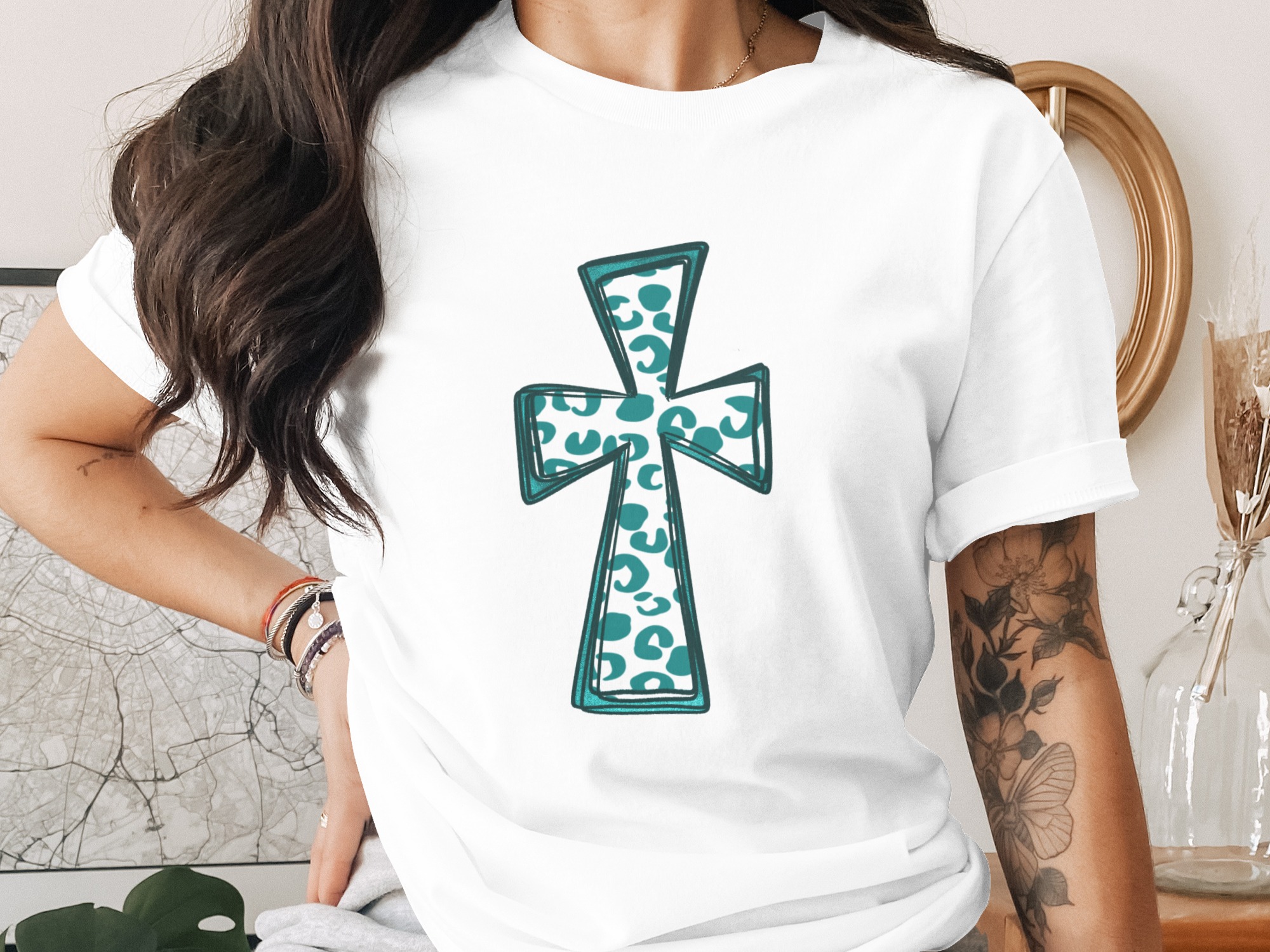 Leopard Cross Digital Download, Sublimation PNG DTF, Trendy Christian Print, Religious Graphic, Iron On Decal, Printable Artwork - Image 2