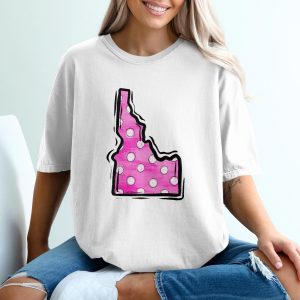 Idaho State Digital Download, Sublimation Design, DTF Ready PNG, Pink Polka Dot Outline, Trendy DIY Project, Cricut Silhouette Print