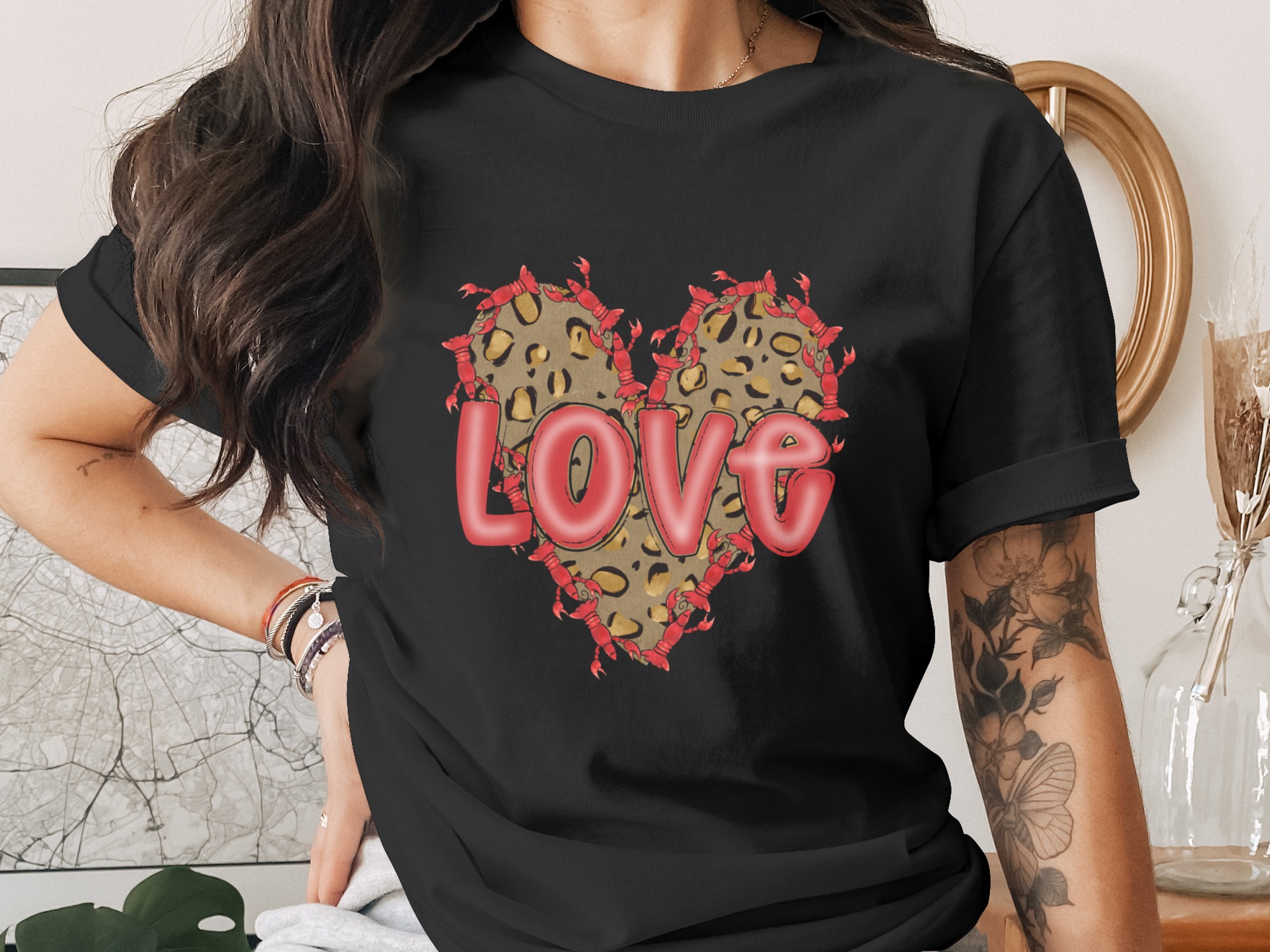 Love Crawfish Leopard Digital Download, Sublimation Design PNG, DTF Transfer, Valentine Image, Heart Crawfish, Leopard Animal Print - Image 2