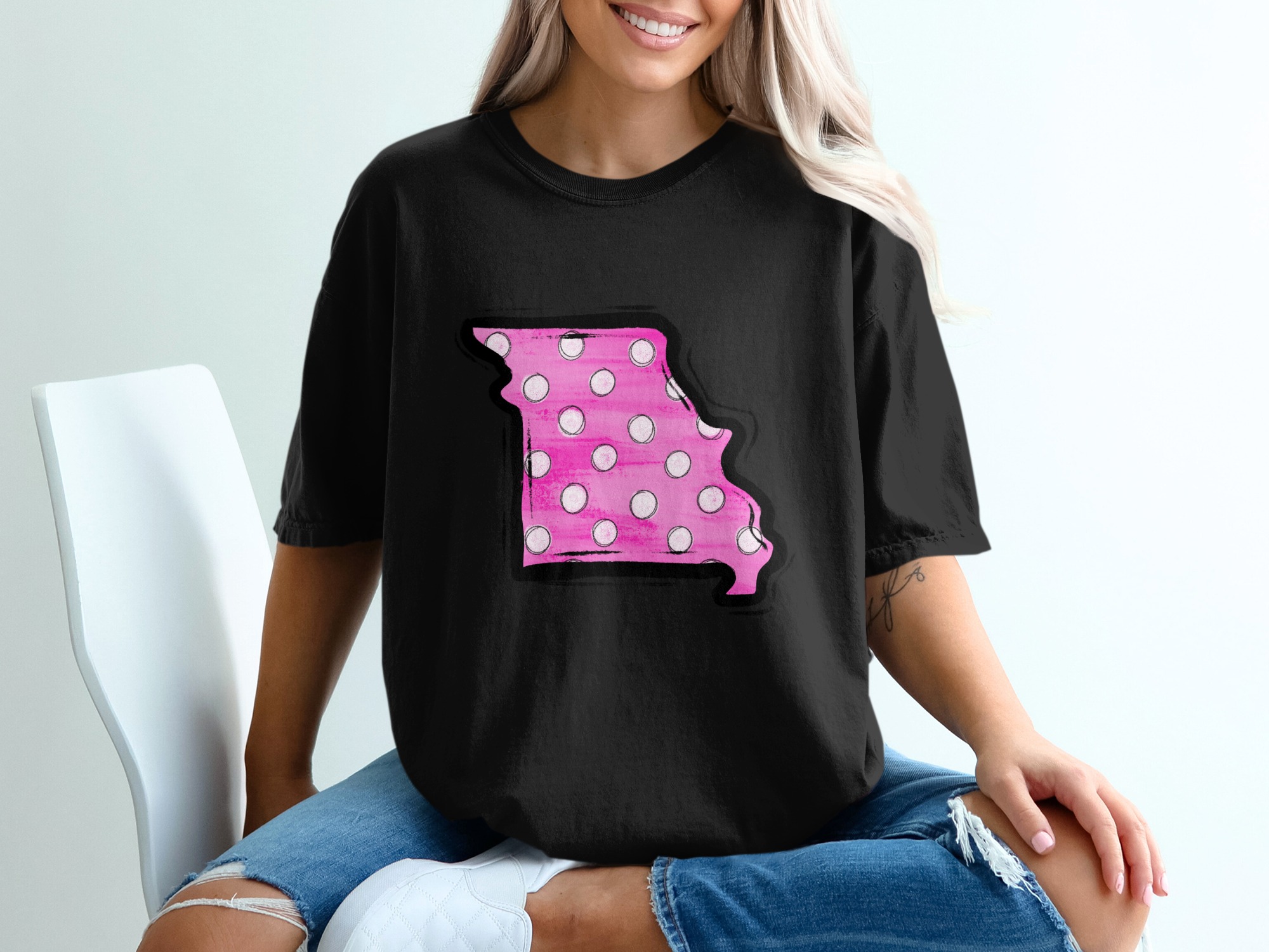 Missouri State T-Shirt, Pink Polka Dot Design, Show Your State Pride, Trendy Style T-Shirt, Cute Graphic Tee, Missouri Lover T-Shirt - Image 2