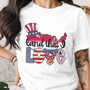 Land that I Love Digital Download, Sublimation PNG, DTF Print, Patriotic Design, 4th of July Clipart, USA Map, Uncle Sam Hat