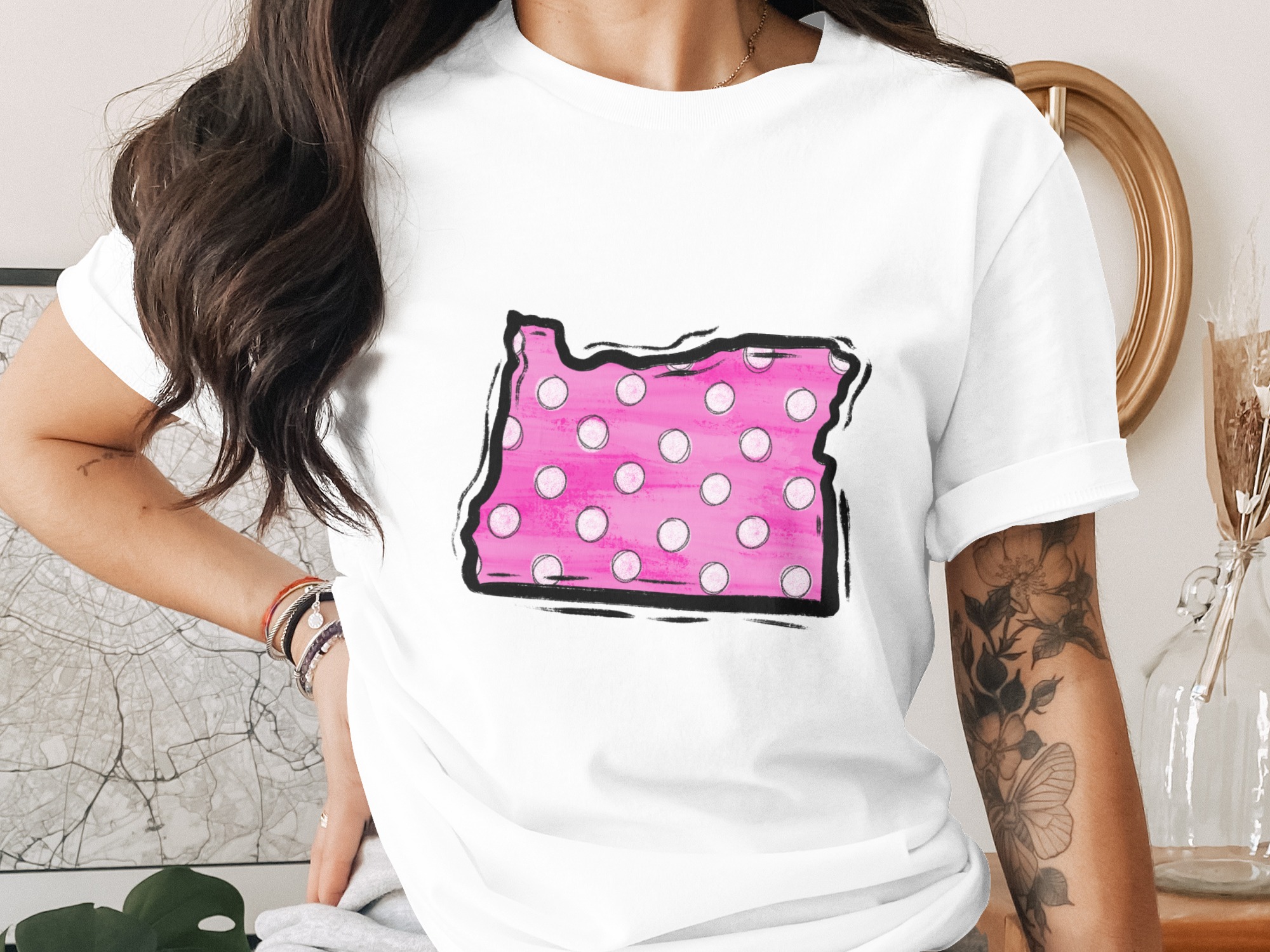 Oregon State, Pink Polka Dot Digital Download, Sublimation PNG, DTF, Trendy Design, State Pride, DIY Crafts, Instant Download, Unique
