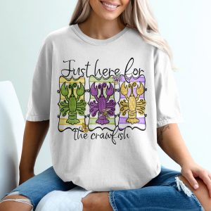Crawfish T-Shirt, Louisiana Seafood Tee, Mardi Gras Shirt, Just Here For The Crawfish, Funny Foodie, Crawfish Boil, Festival Shirt, Cajun