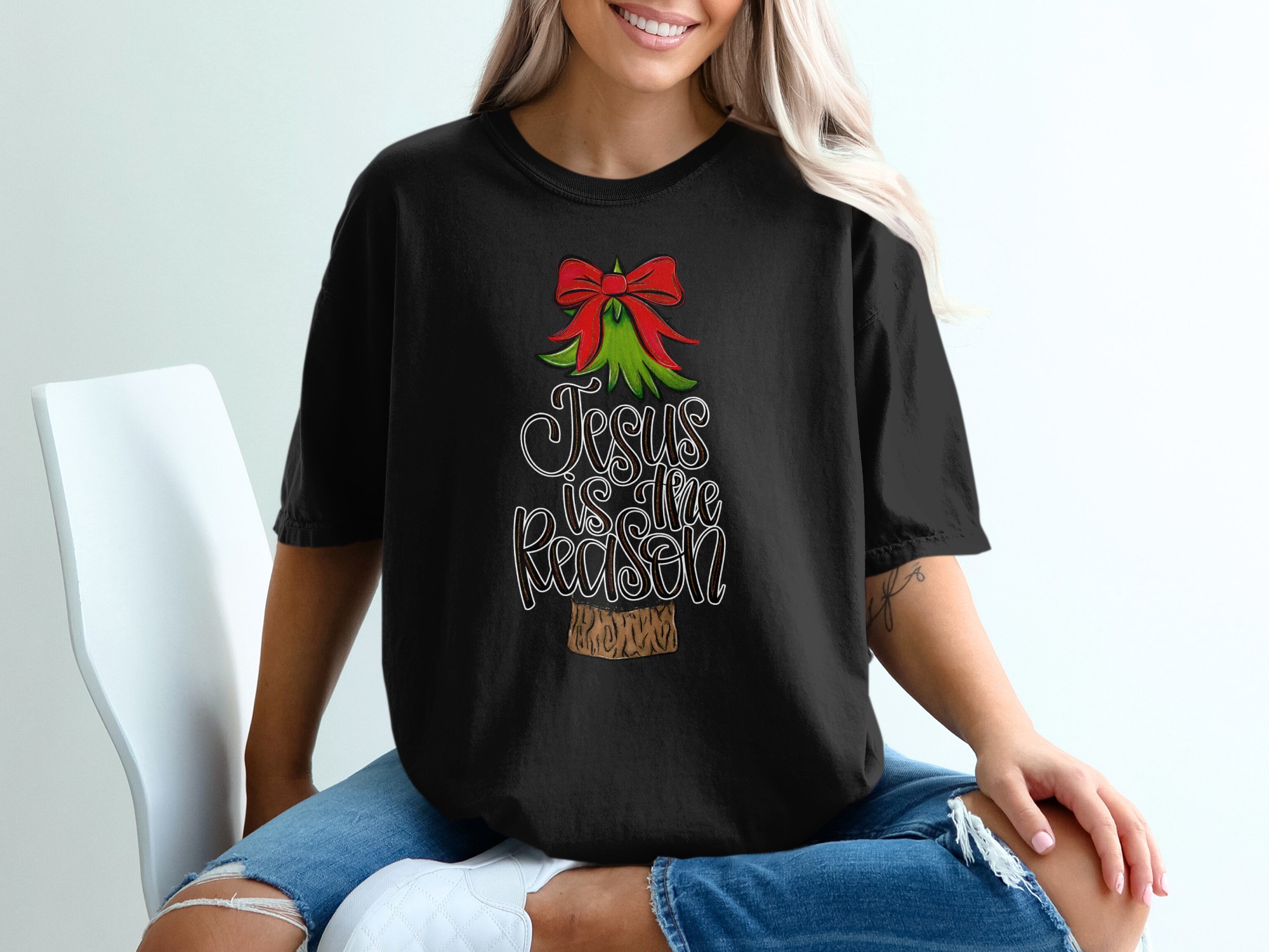 Jesus Is The Reason T-Shirt, Holiday Shirt, Christmas T-Shirt, Religious Shirt, Christian Apparel, Festive Tee, Gift Idea - Image 2